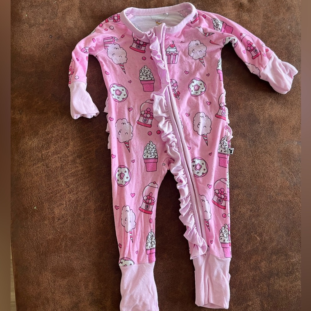 Sweet Treats Pink Kids Footie Pajamas